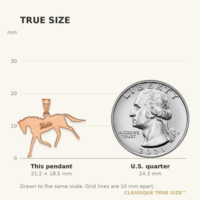 14K Rose Gold Horse with Name Pendant