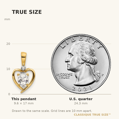 14K White Topaz and Diamond Heart Pendant