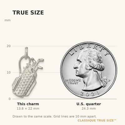 Sterling Silver Golf Bag Charm, 22 x 13mm