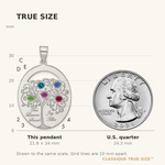 Sterling Silver/Rhod-plated 5 Birthstone with SS Bezel Family Pendant view 4