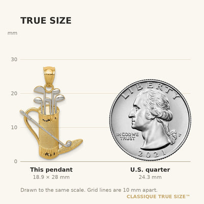 14K and Rhodium Golf Bag Pendant