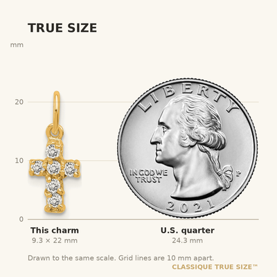 Sterling Silver Gold-tone CZ Cross Charm