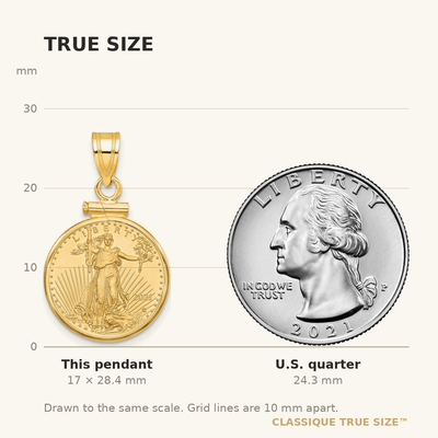 Wideband Distinguished Coin Jewelry 14K Polished Mounted 1/10oz American Eagle Screw Top Coin Bezel Pendant