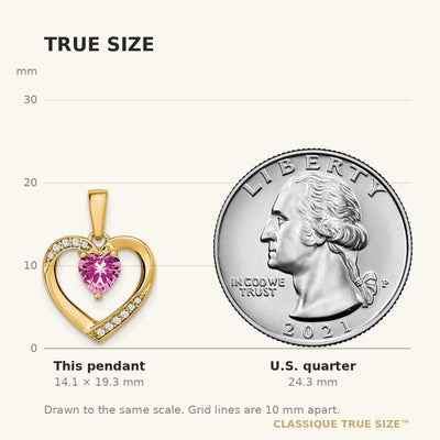 14K Pink Sapphire and Diamond Heart Pendant