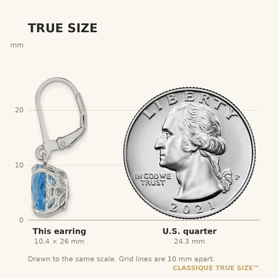 Sterling Silver Rhodium-plated Blue Topaz Earrings, 26 x 8mm