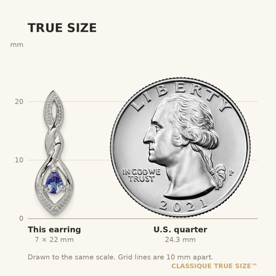 Sterling Silver Rhodium Plated Diamond and Tanzanite Post Earrings