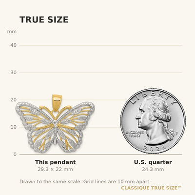 14K and Rhodium Butterfly Pendant