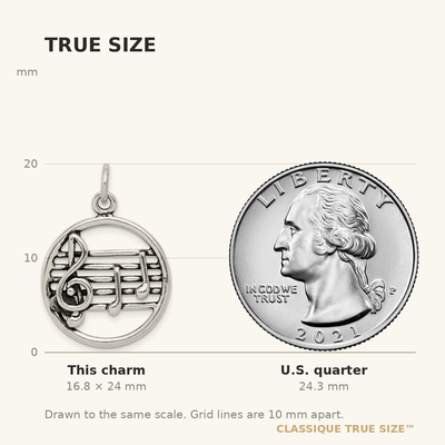 Sterling Silver Antiqued Music Staff Charm