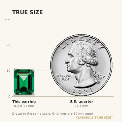 14K White Gold 10x8 Emerald Cut Mount St. Helens Stud Earrings