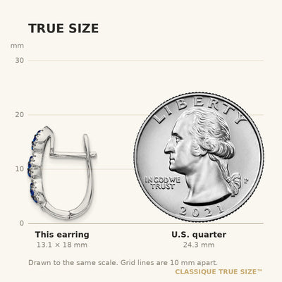 14K White Gold Diamond and Blue Sapphire Hinged Earrings