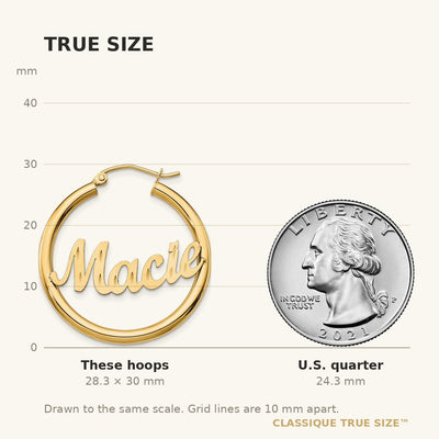10K Yellow Gold Diamond-cut Name Plate Hoop Earrings