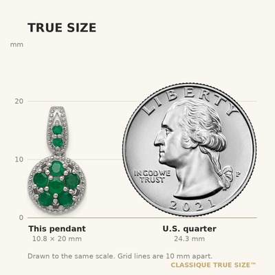 Sterling Silver Rhodium-plated & Emerald Circle Pendant