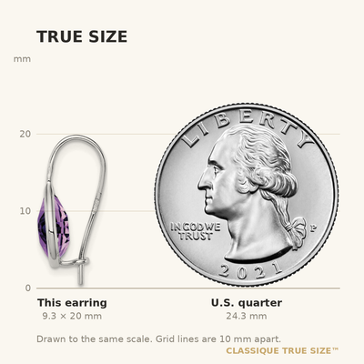 Sterling Silver Rhodium-plated Amethyst Teardrop Dangle Earrings, 20 x 9mm
