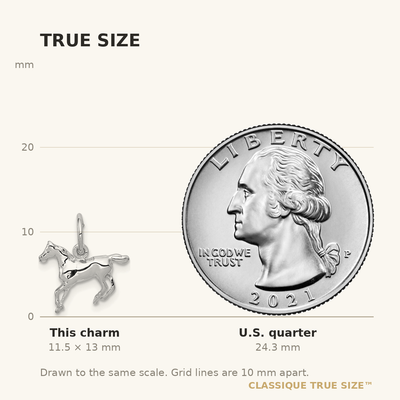 14K White Gold Horse Charm, 13 x 13mm