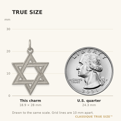 Sterling Silver Star of David Charm, 28 x 23mm