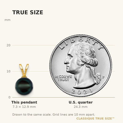 14K Black Round Akoya Saltwater Cultured Pearl Pendant