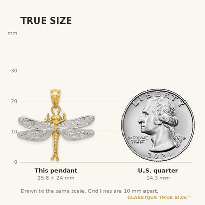14K Two-tone Dragonfly Pendant