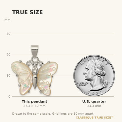 Sterling Silver White Shell Butterfly Pendant