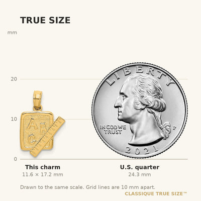 14K School Book and Ruler Charm