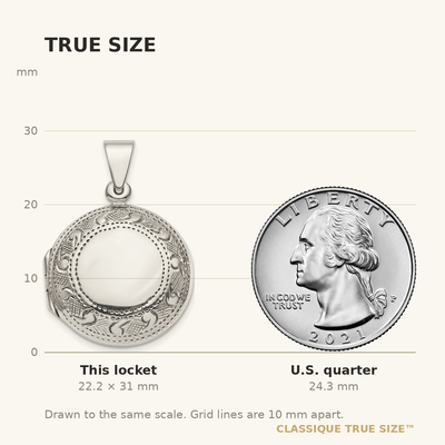Sterling Silver Textured Border Circle Locket