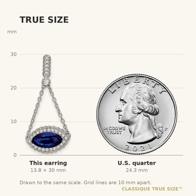 14K White Gold Marquise Created Sapphire and Diamond Earrings