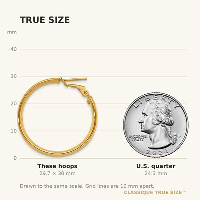 14K Large Omega Back Hoop Earrings