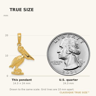 14K Pelican Pendant, 24 x 15mm