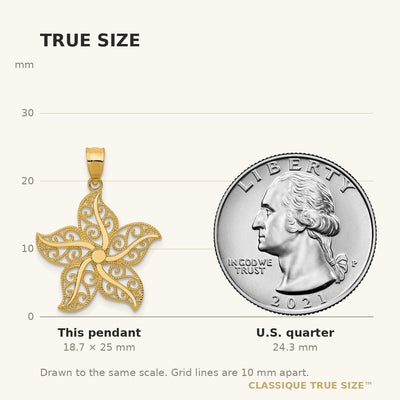 14K Polished Filigree Starfish Pendant
