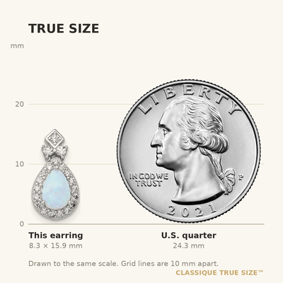 Sterling Silver Rhodium-plated Polished Lab Created Opal and CZ Teardrop Halo Dangle Post Earrings