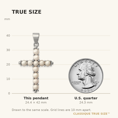 Sterling Silver Rhodium-platedFW Cultured Pearl Cross Pendant