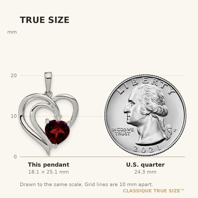 Sterling Silver Rhodium-plated Garnet and Diamond Pendant, 25.1 x 16.7mm