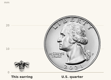 Classique True Size: Sterling Silver Rhodium-plated Antiqued Bee Post Earrings shown next to a US quarter (24.3 mm)