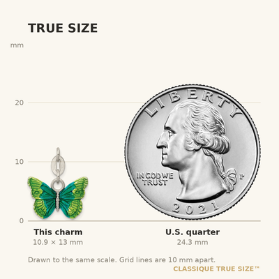 Sterling Silver Enameled Butterfly Charm, 13 x 18mm