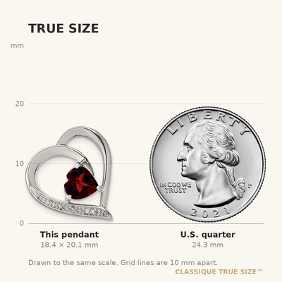 Sterling Silver Rhodium-plated Garnet and Diamond Pendant, 20.1 x 19mm
