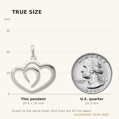 Sterling Silver Polished Heart Pendant, 29 x 27mm