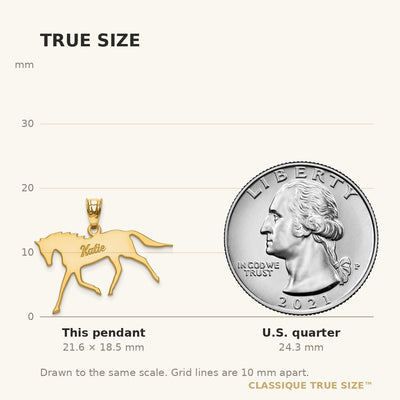 10K Yellow Gold Horse with Name Pendant