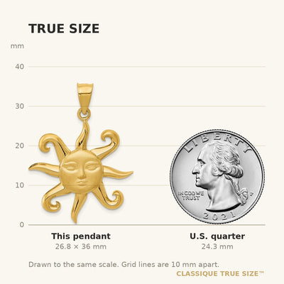 14K Satin and Polished Sun Pendant