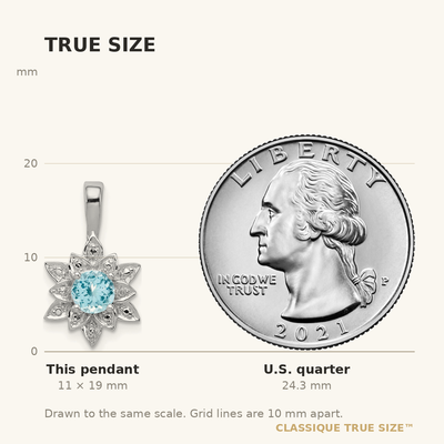 Sterling Silver Rhodium-plated Diamond & Light Blue Topaz Pendant