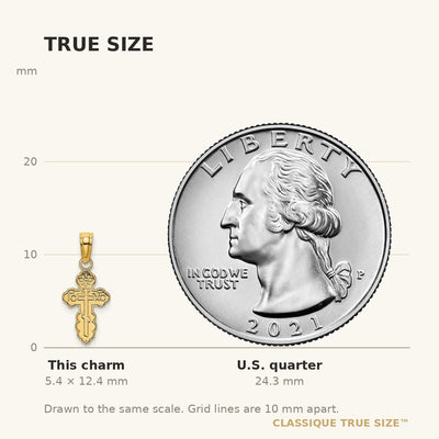 14K Mini Eastern Orthodox Cross Charm