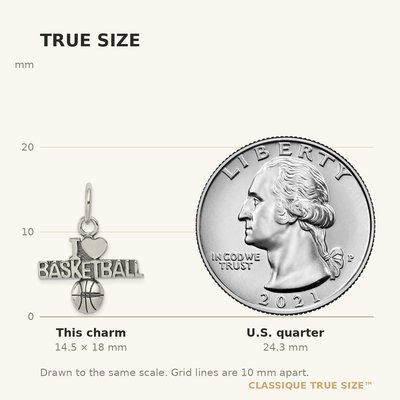Sterling Silver Antique I (heart) Basketball Charm