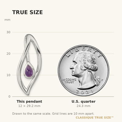 Sterling Silver Rh-plated Pear Amethyst Fancy Pendant