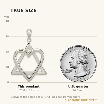 Sterling Silver Star of David Heart Pendant