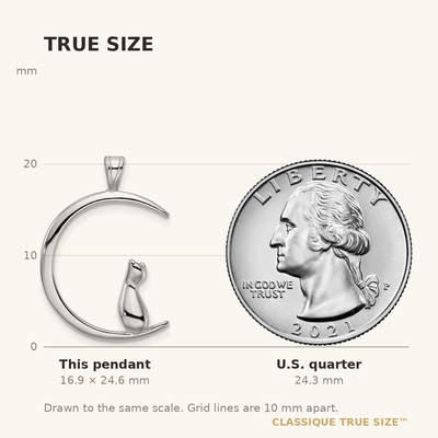 Sterling Silver Rhodium-plated Cat On Moon Pendant