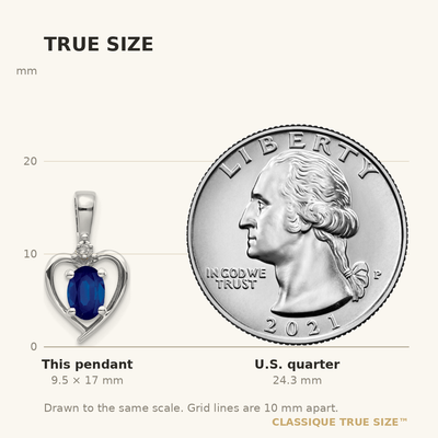 14K White Gold Sapphire and Diamond Heart Pendant