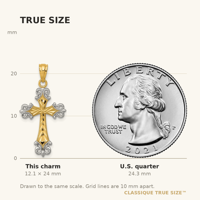 14K Solid Satin Star of David Charm, 24 x 16mm
