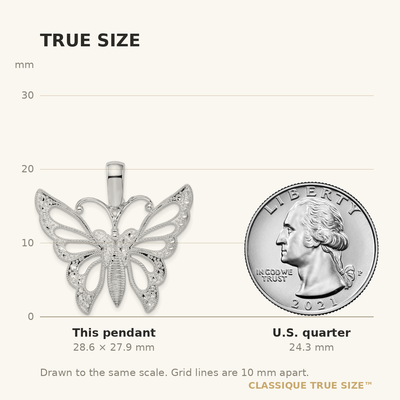 De-Ani Sterling Silver Rhodium-plated Diamond-Cut Cut-Out Butterfly Pendant