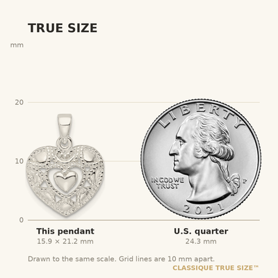 Sterling Silver Polished Heart Pendant, 21.18 x 15.48mm