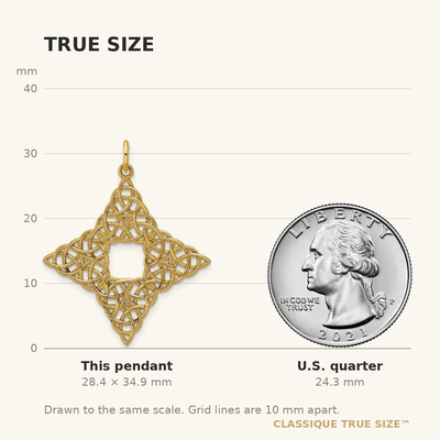 14K Polished Celtic Knot Pendant, 34.86 x 29.47mm