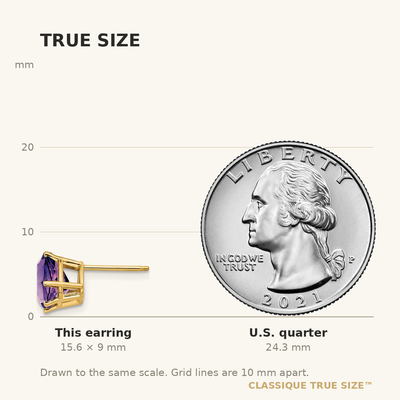 14K Trillion Amethyst Earrings, 9 x 9mm