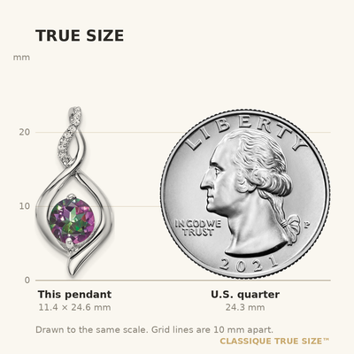 14K White Gold Mystic Fire Topaz and Diamond Pendant, 24.6 x 11.35mm